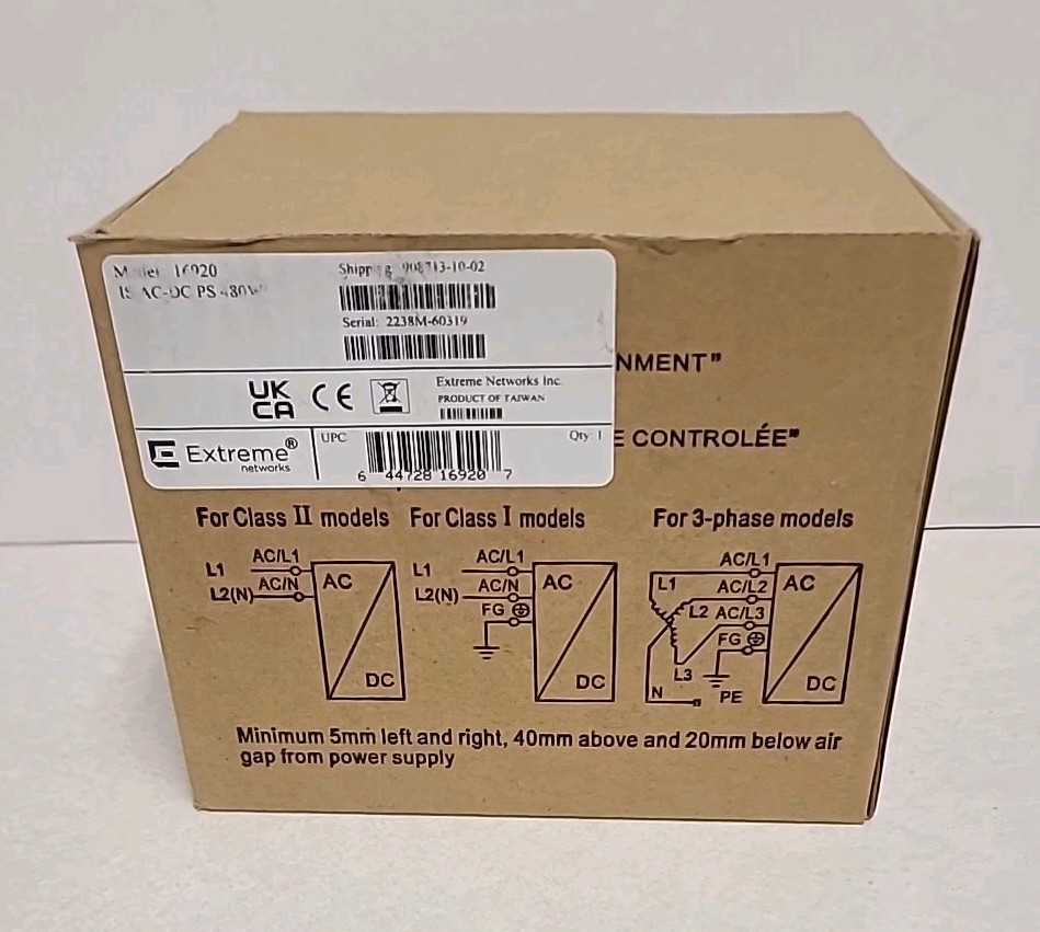 Extreme Networks Model 16920 IS AC-DC Power Supply 480W
