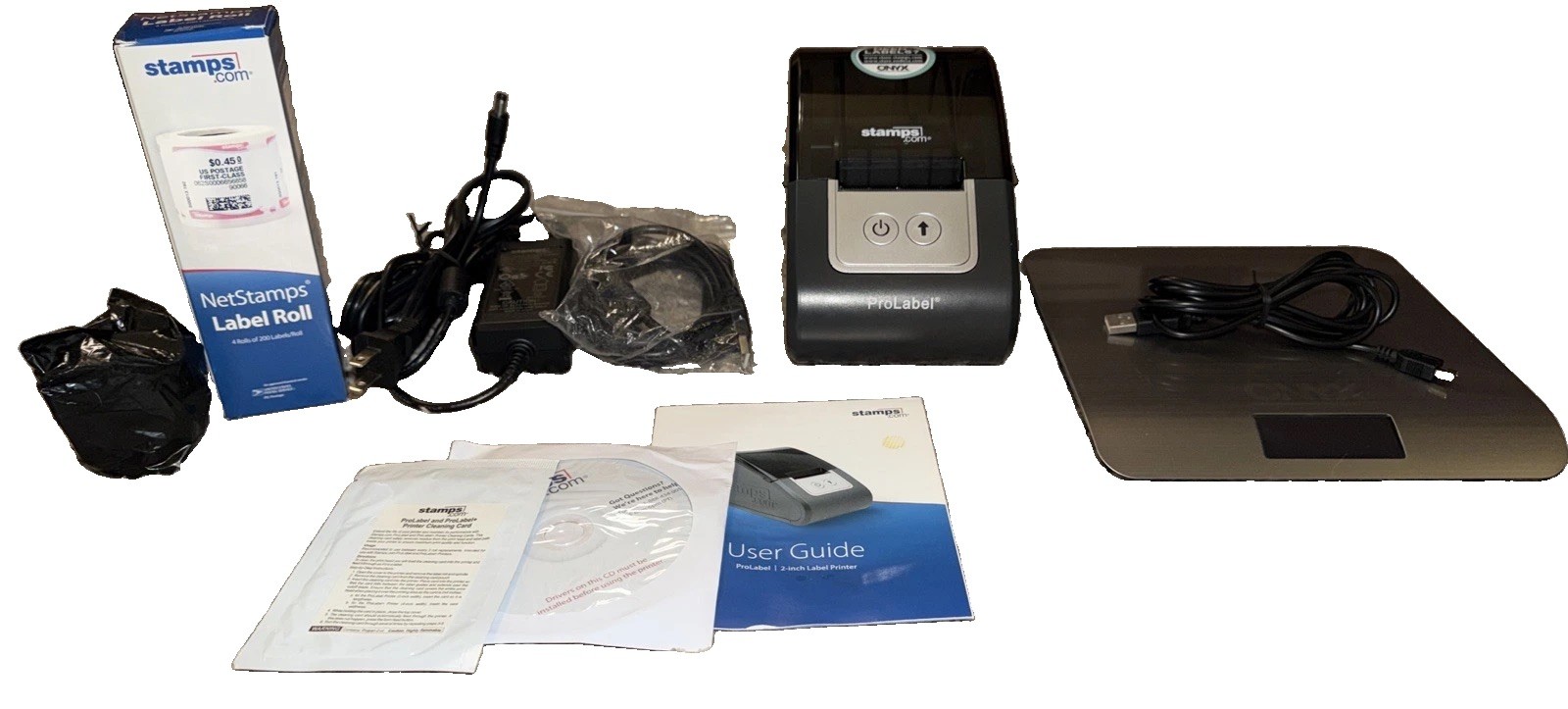 Stamps.com ProLabel P2 2" Thermal Printer AC Adapter USB Bundle Open Box