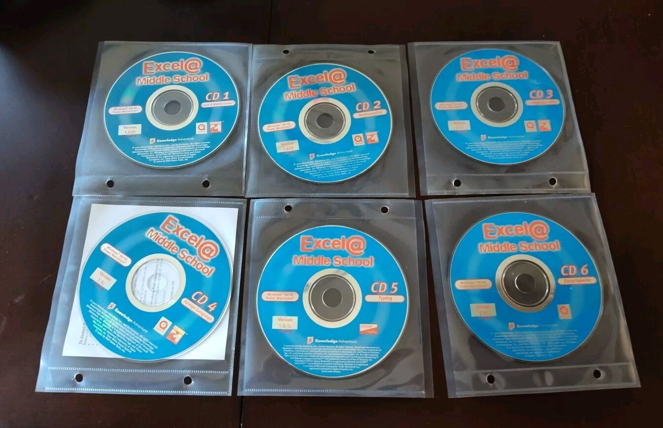 Excel @ Middle School Knowledge Adventure Disc Set Math Typing Encyclopedia 6