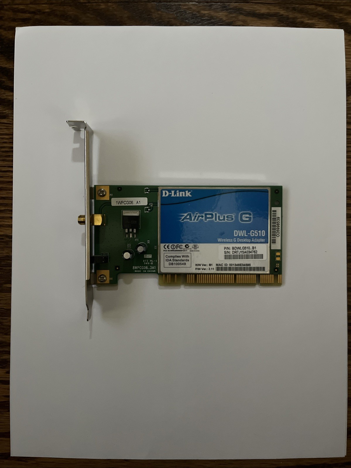 D-Link AirPlus G DWL-G510 Wireless G Desktop Adapter