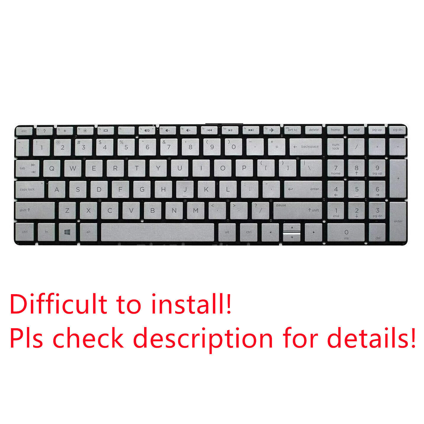 Original US Silver Non-Backlit Keyboard for HP 15-dy2152wm