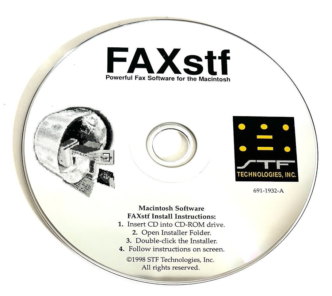 FAXstf Macintosh Fax Software CD 1998 STF Technologies 691-1932-A Vintage Mac