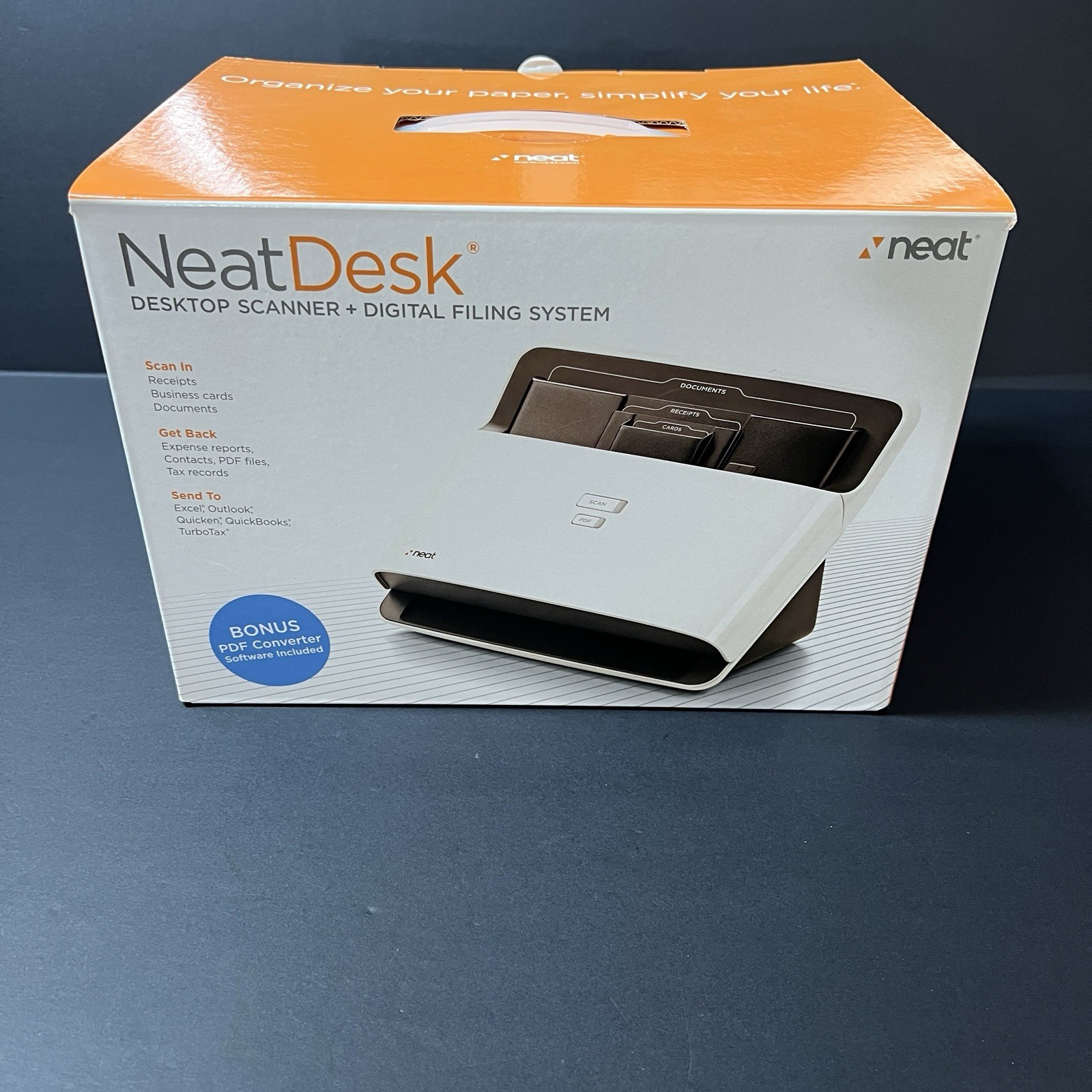 Neat Desk Pass Through Scanner White  Digital Filing System Untested Read Desc.