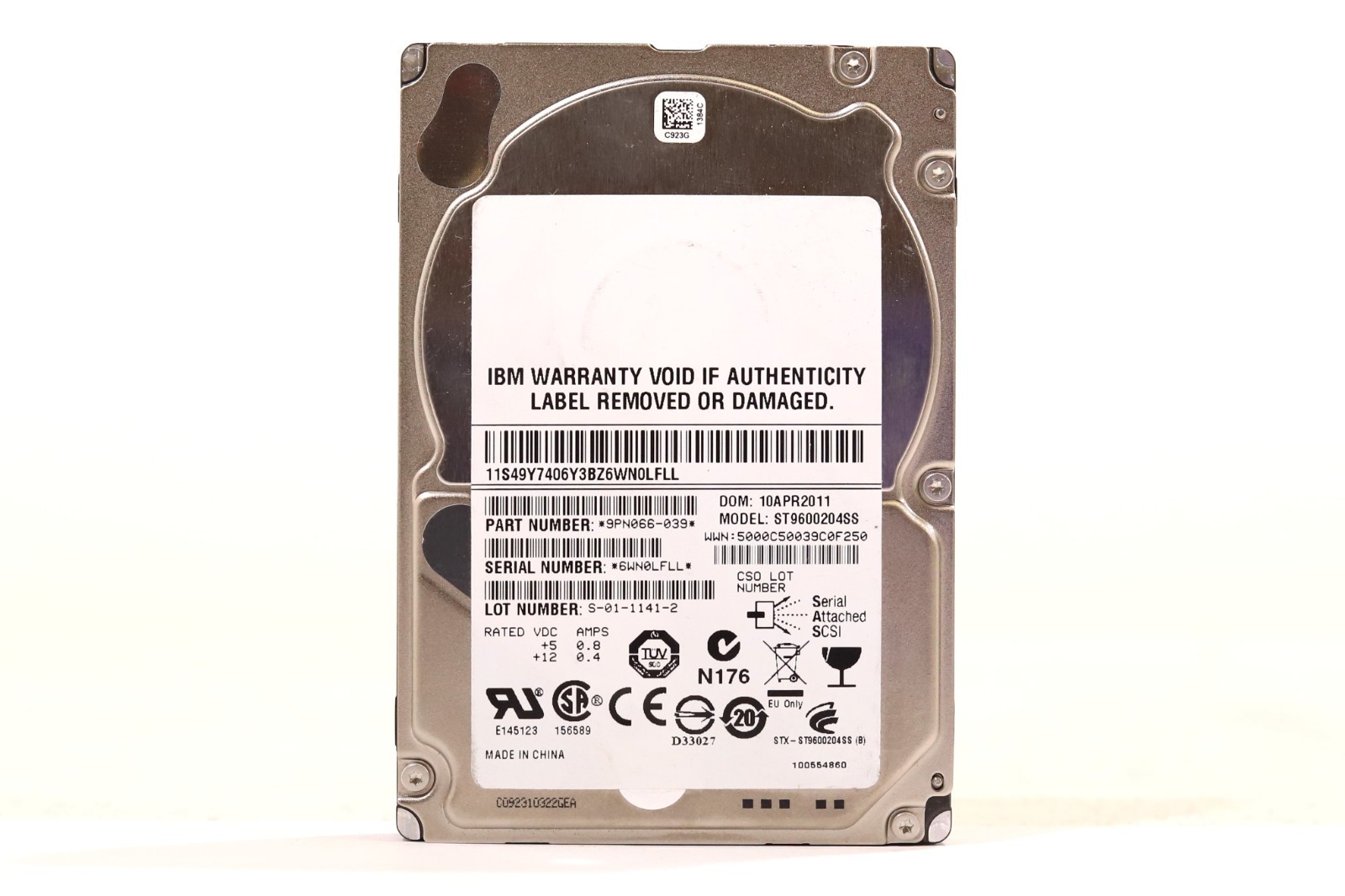 IBM ST9600204SS 600GB 2.5" 6Gb/s 10K RPM SAS Drive P/N: 9PN066-039 Tested