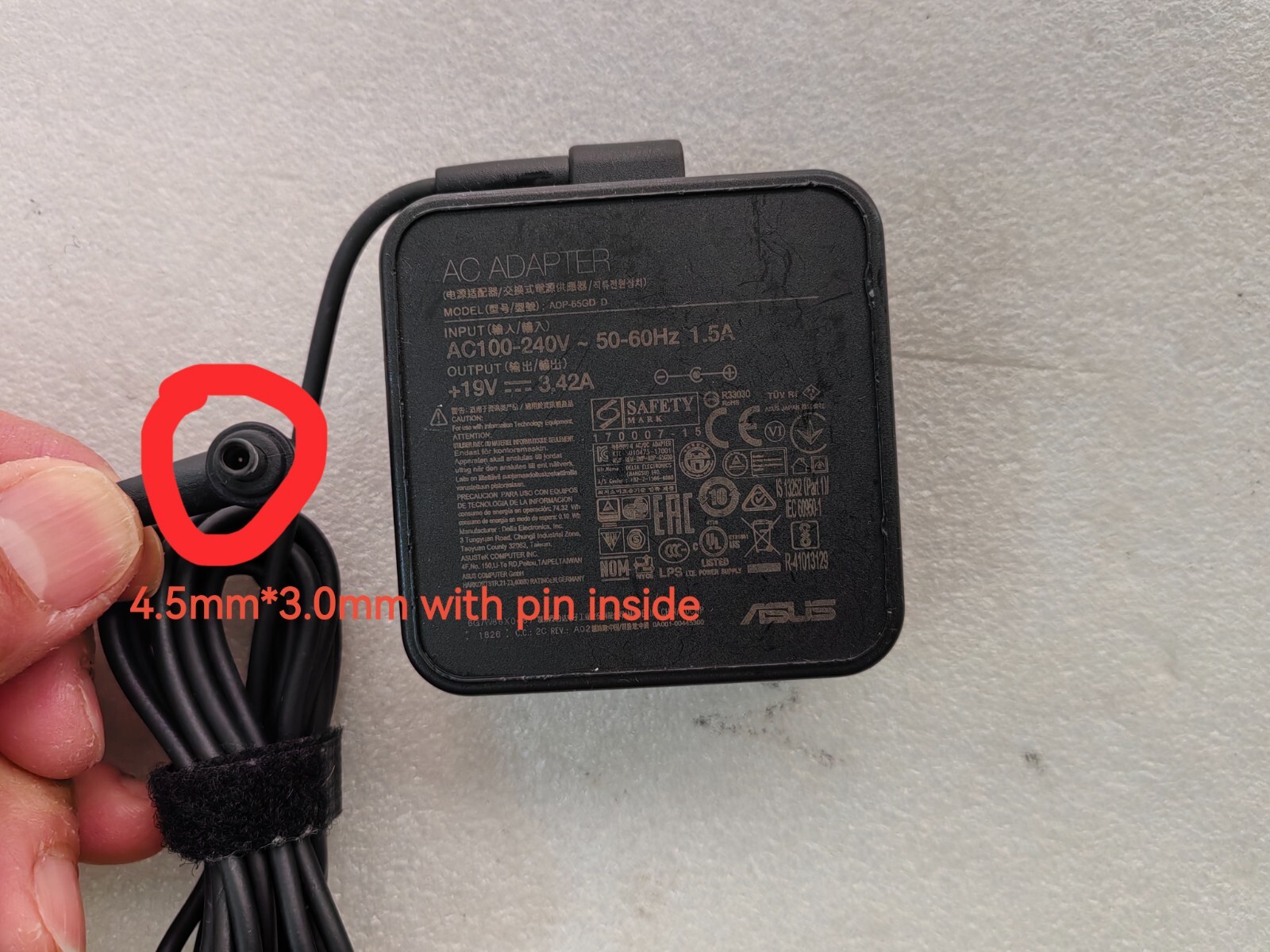 Original 19V 3.42A 65W ADP-65GD D For Asus Q524U Notebook 4.5mm Pin AC Adapter
