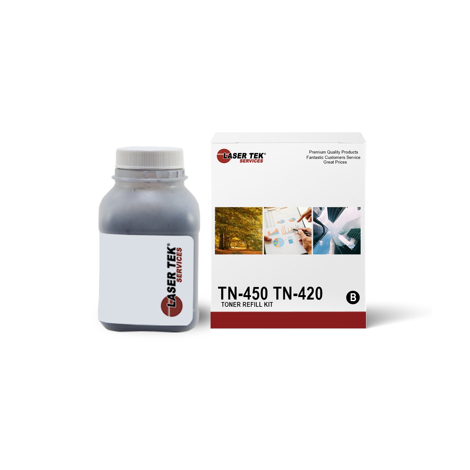LTS TN450 TN420 Black Toner Refill Kit Compatible for Brother DCP7065DN HL2270DW