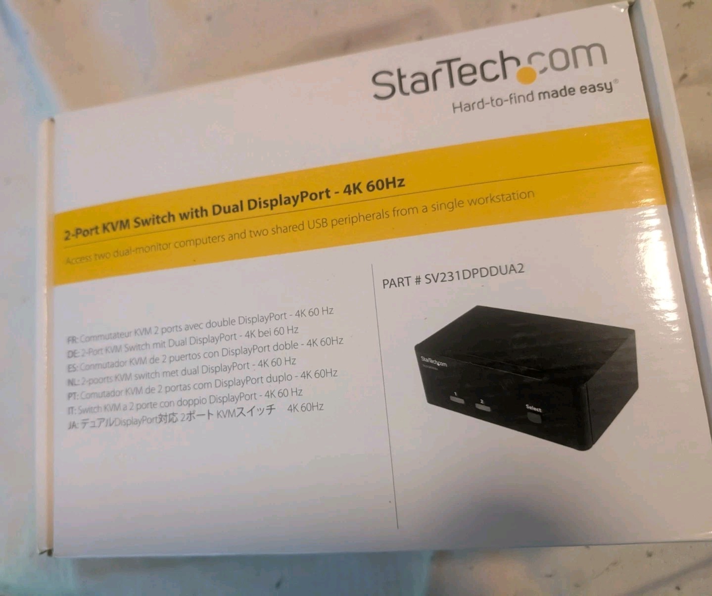 New - StarTech 2-Port KVM Switch With Dual DisplayPort - 4k 60Hz - Computer,...