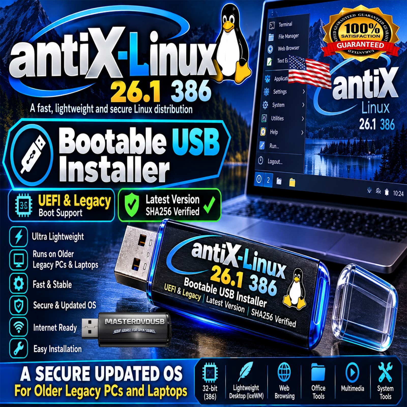 antiX Linux 26.1 i386 Bootable USB Full Installer | Legacy | Latest Version |