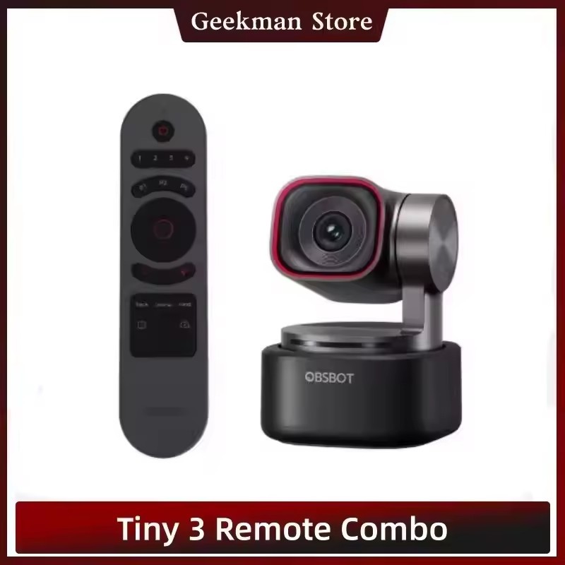 OBSBOT Tiny 3 AI-Powered 4K PTZ Webcam AI-Tracking Voice Camera Remote Control