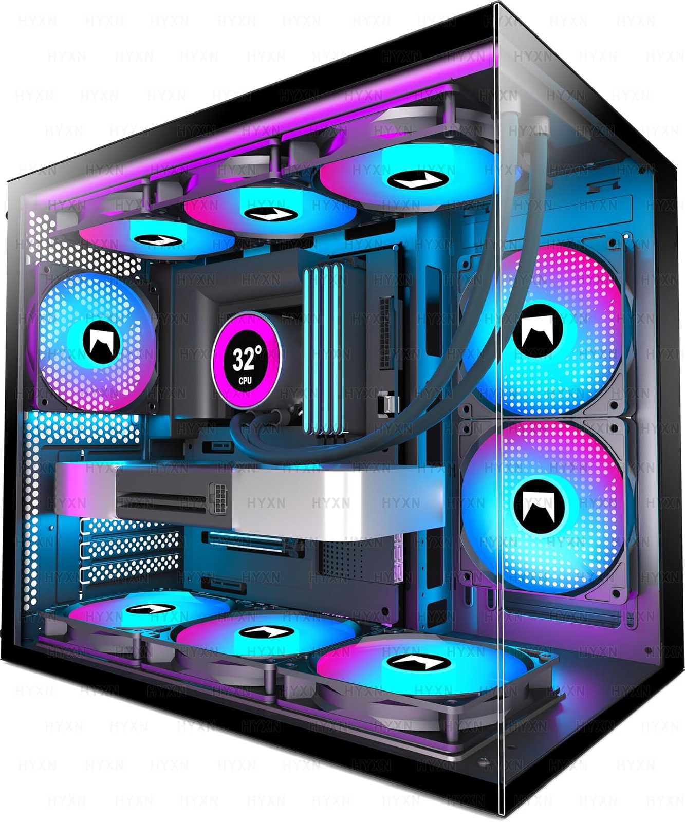 H3 ATX PC Case - Pre-Installed with 3 ARGB Fans - Compact Dual Cavity Mid-Tower