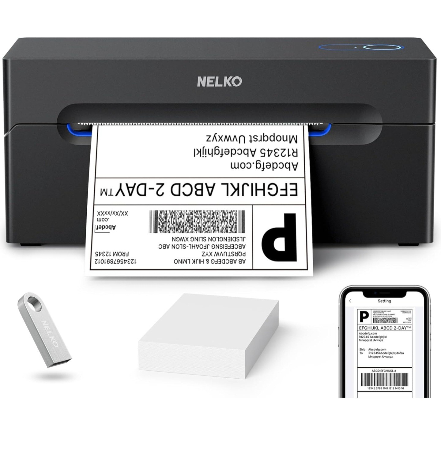 Nelko Bluetooth Thermal Shipping Label Printer, Wireless 4x6 Shipping Label Prin