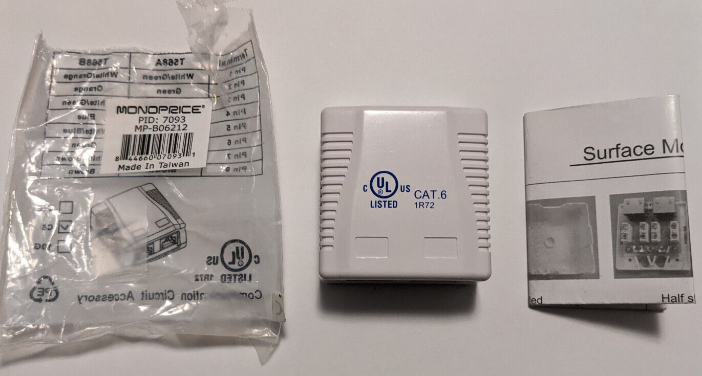 *Open Box* MONOPRICE 7093 Surface Mount Box,Cat6,2P,White