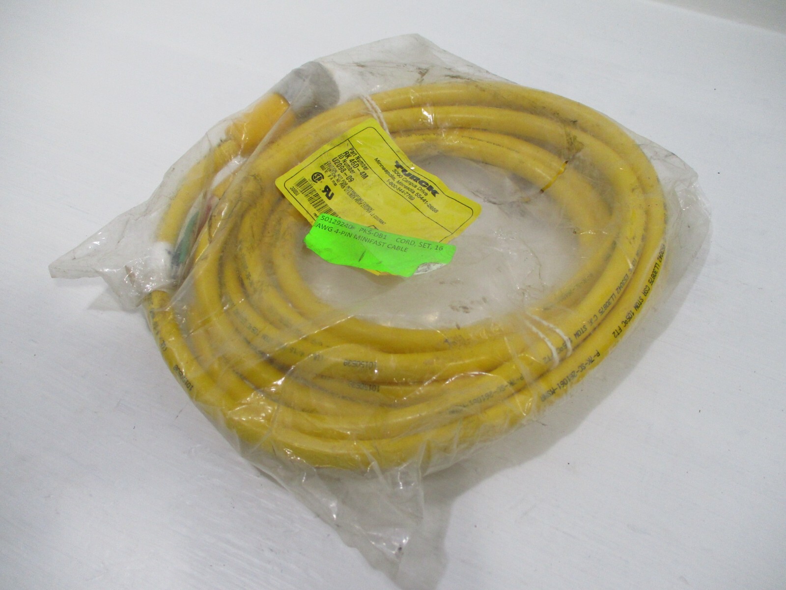 NEW Turck RK-46D-4M Mini-Fast Cable Cordset U2098-09 4-Pin 4-Meter 9A 600V