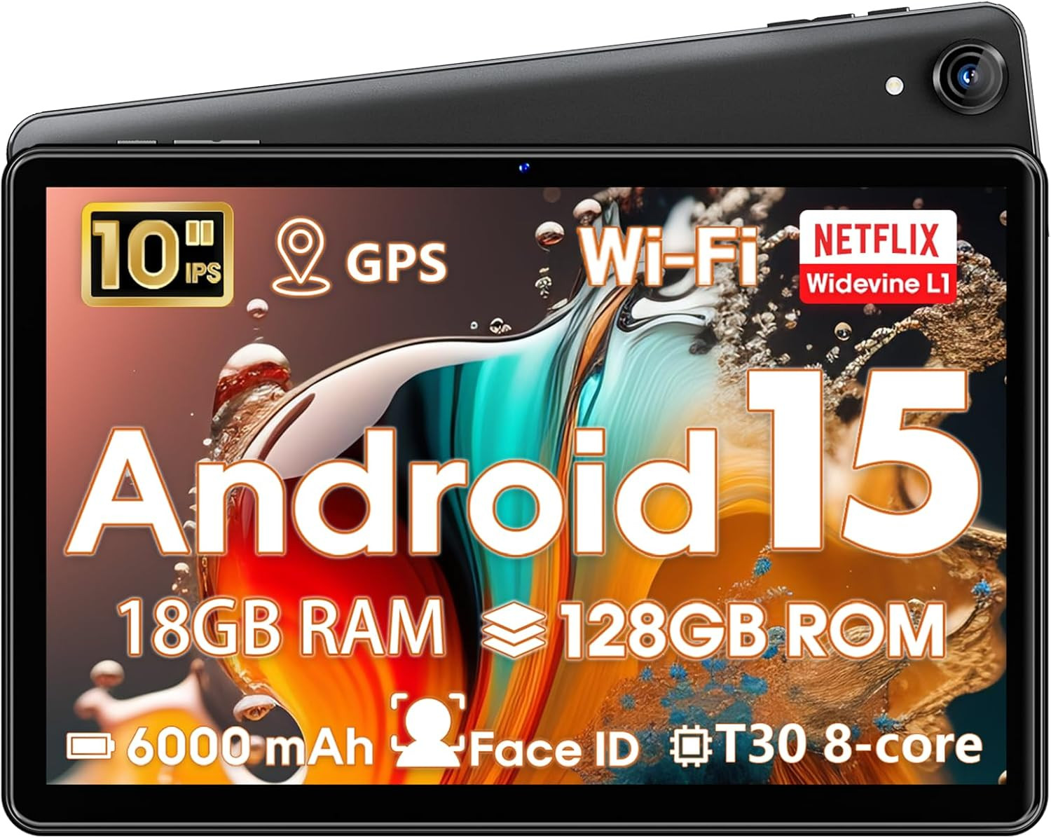 Tablet Android 15, 10 Inch Tablets, 18GB+128GB, 1TB Expand, Widevine L1 Compatib