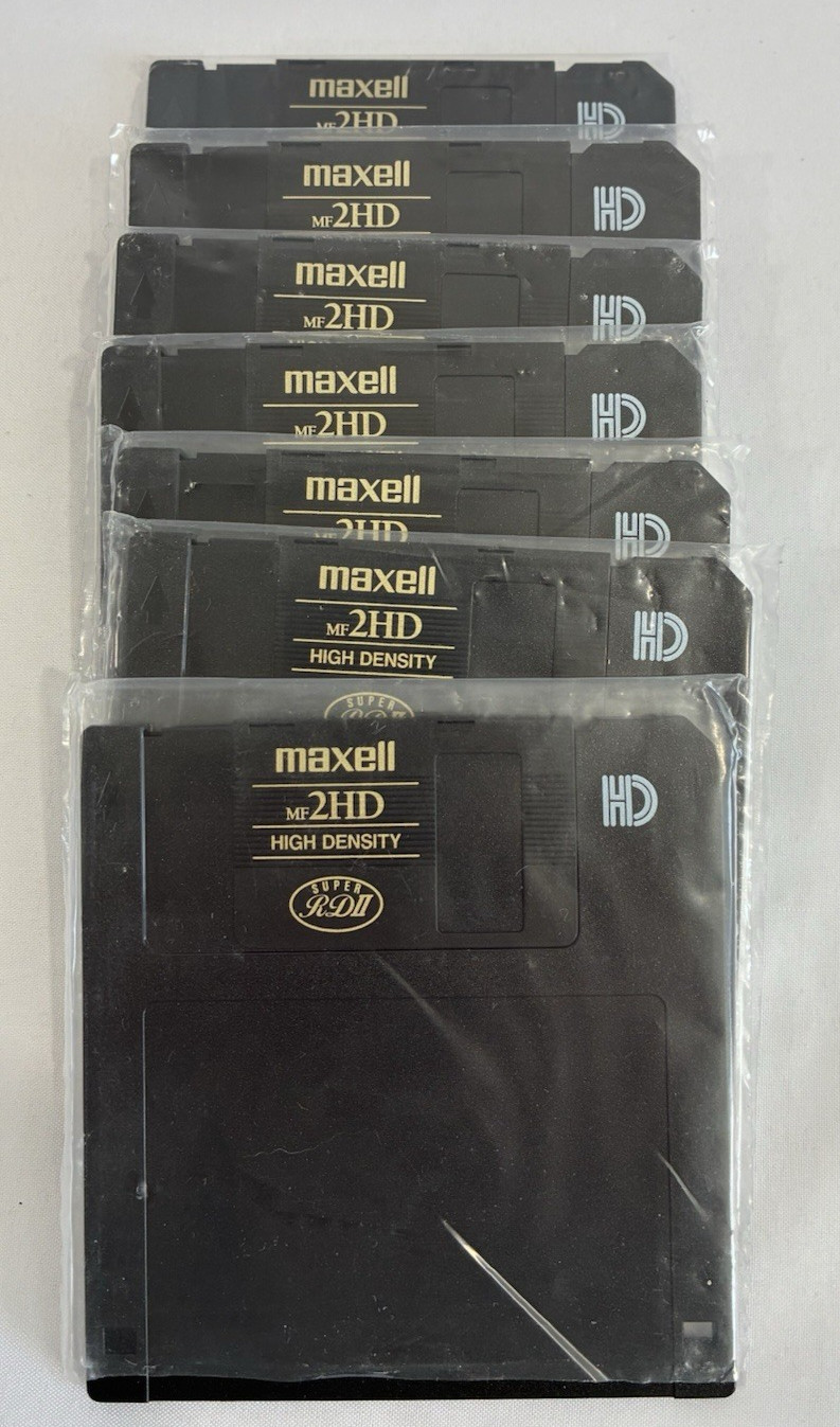 Maxell MF 2HD High Density Micro Floppy Disk 3.5"  Set of 7 NEW