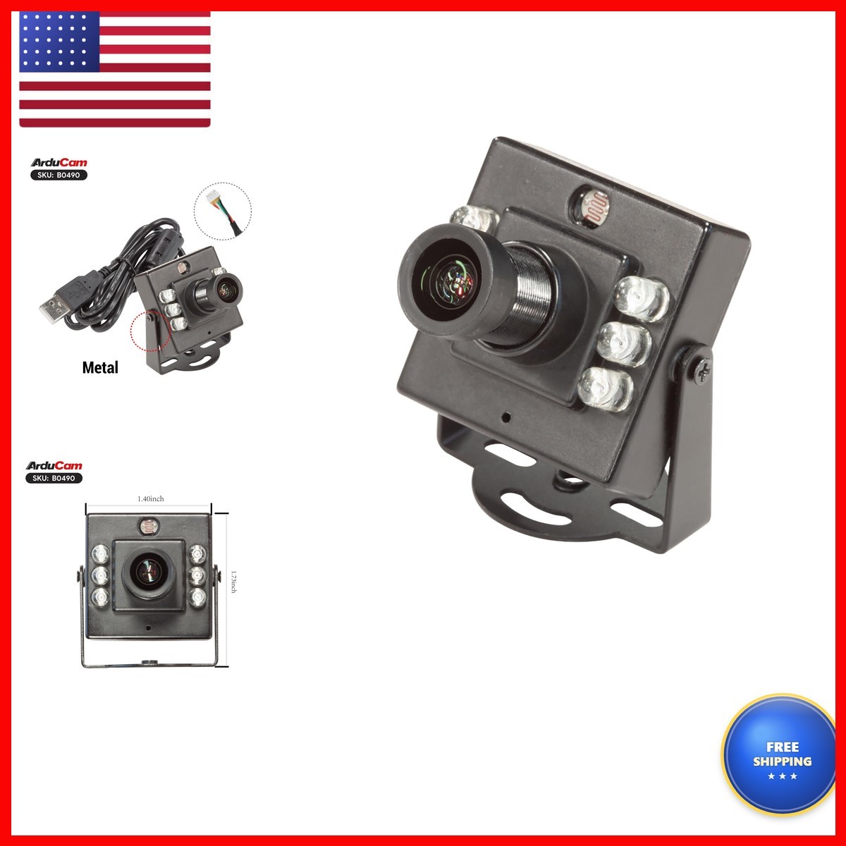 Arducam 1080P Day & Night Vision USB Camera Computer, 2MP Automatic IR-Cut
