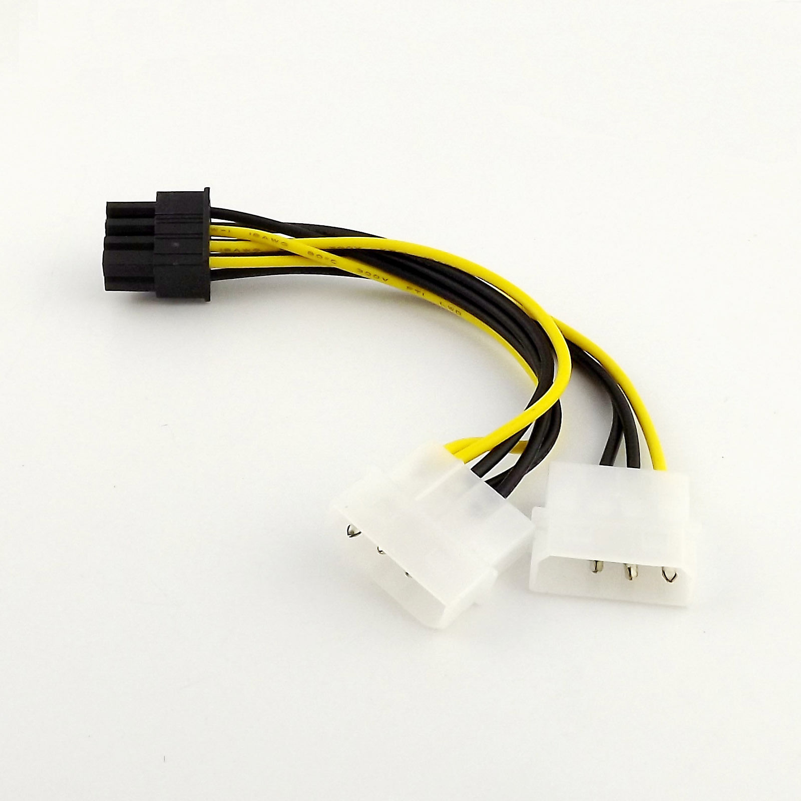 1x Dual 4 Pin Molex IDE to 8Pin PCI Express Video Card Power PCI-E Adapter Cable