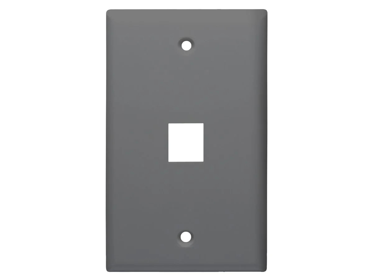 Monoprice Mid-Size Keystone Plate  1 Port, Gray, UL