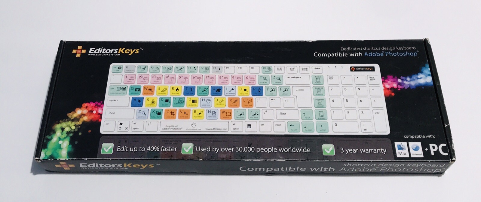 Editors Keys Keyboard Dedicated Short Design for Adobe Photoshop White Mac Or PC