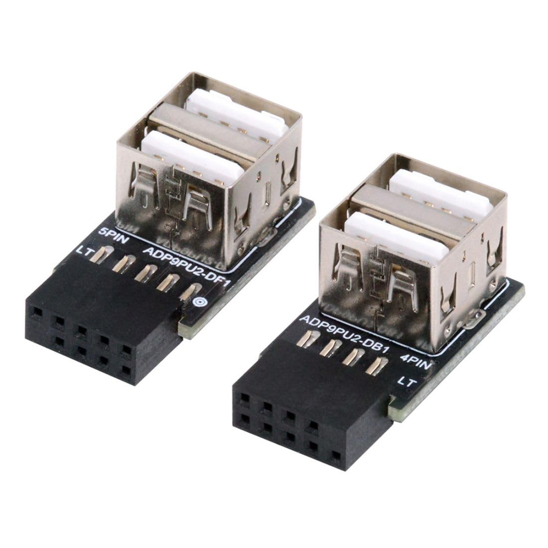 chenyang 2 Pack USB 2.0 Front Panel Header 9/10Pin Adapter 1 to 2 Angled Type 