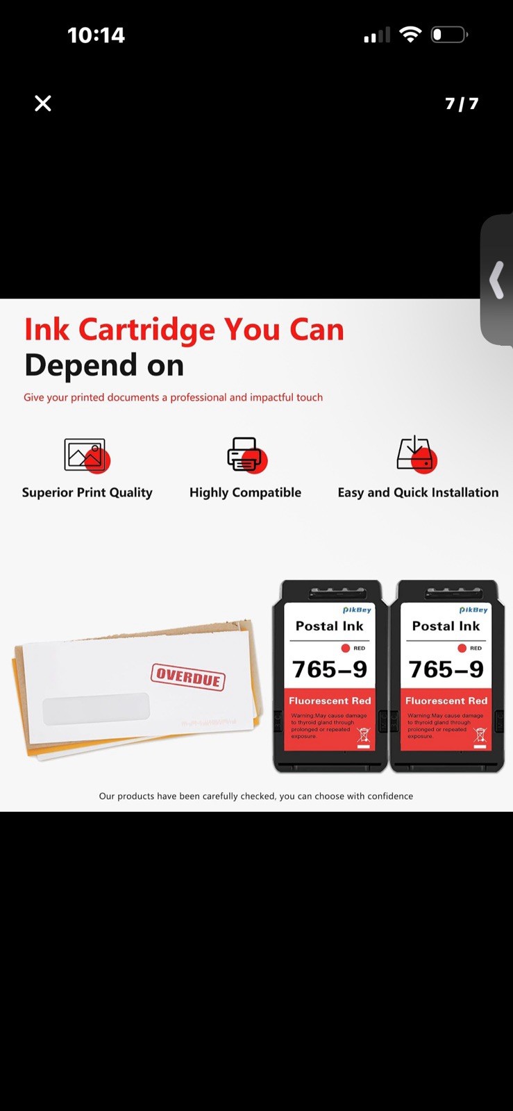 Pitney Bowes 765-9 Red Ink Cartridge for Pitney Bowes Dm300c.  NEW & SEALED