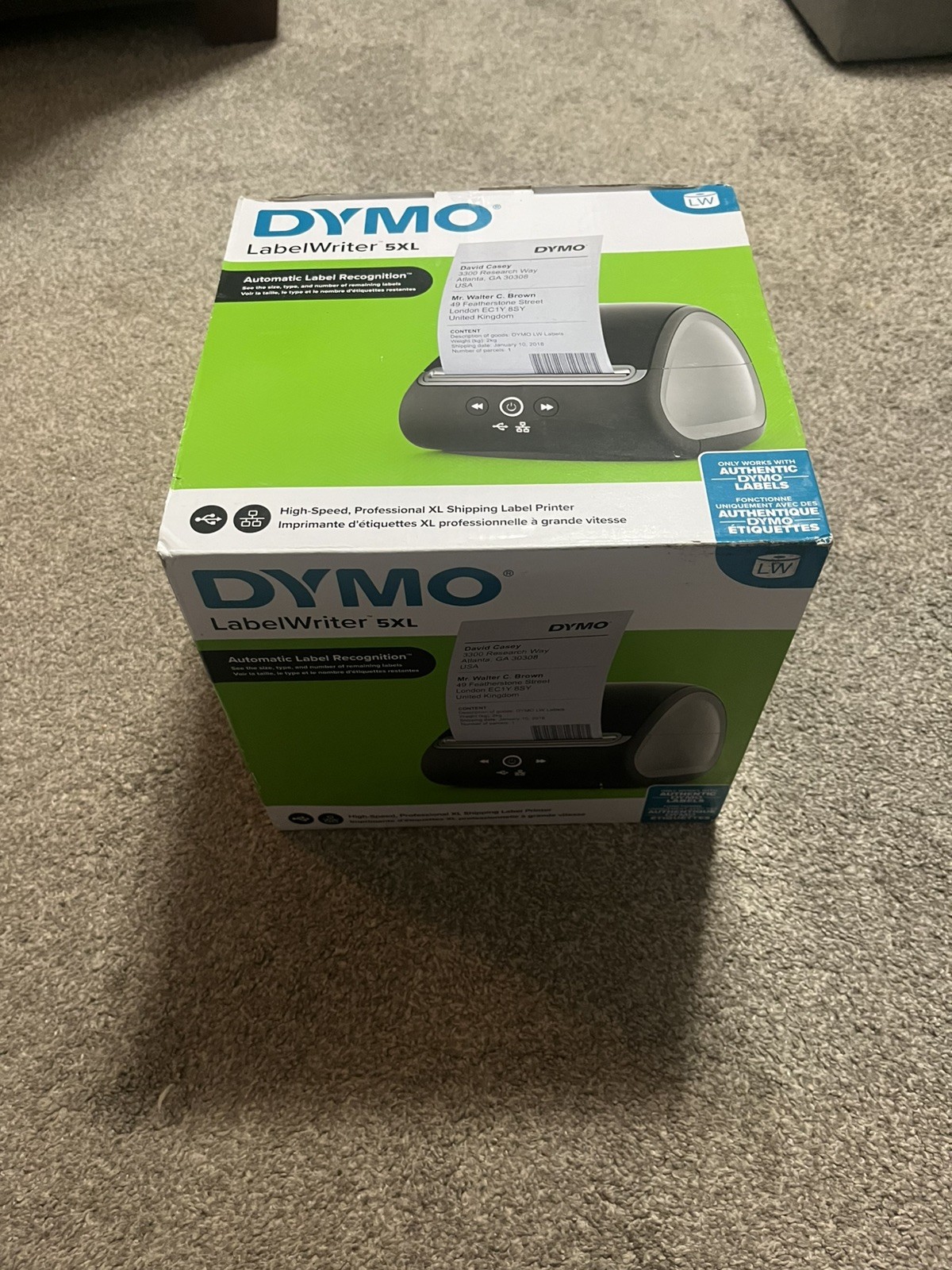 Dymo LabelWriter 5XL Direct Thermal Label 4x6 Printer USB Black with 3 rolls 