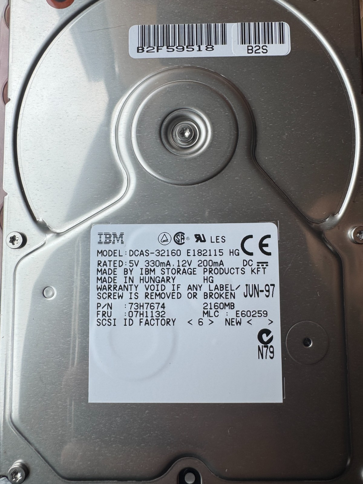 DCAS-32160, 2.16GB 50PIN SCSI IBM