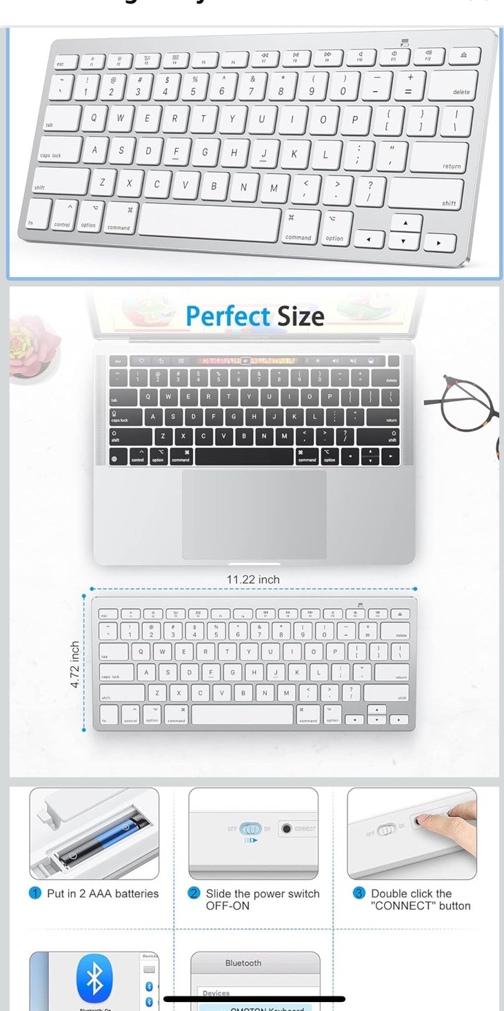 OMOTON Bluetooth Keyboard for Mac, Compact Wireless Keyboard Compatible with Mac