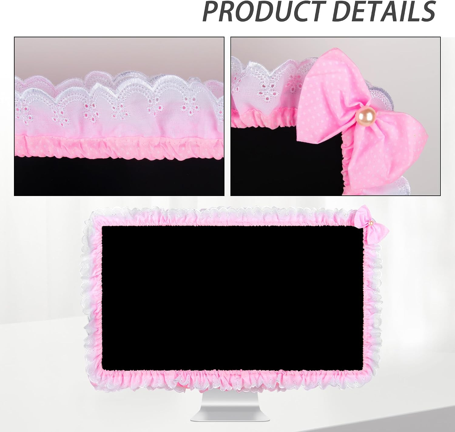 Cute Pink Lace 32"-38" Computer Monitor Screen Dust Cover with Bowknot