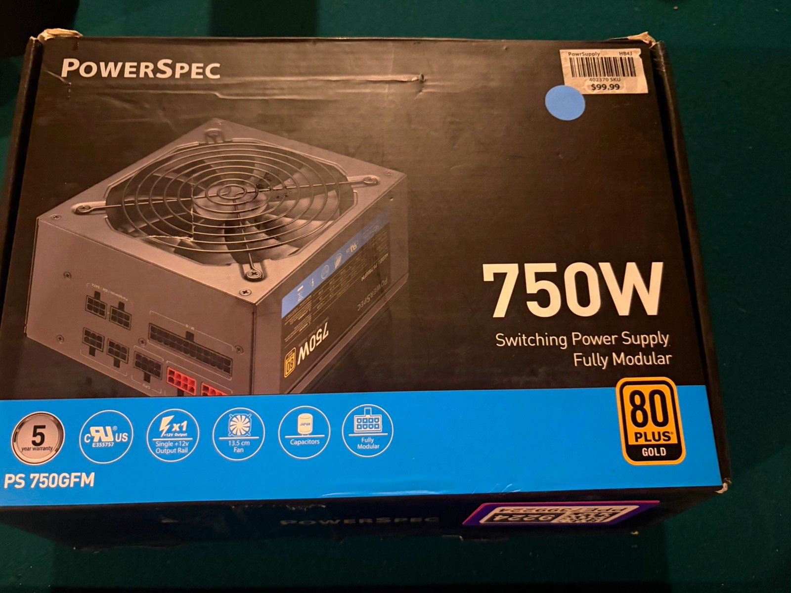 PowerSpec PS 750GFM 750W ATX Fully Modular 80 PLUS Gold Power Supply