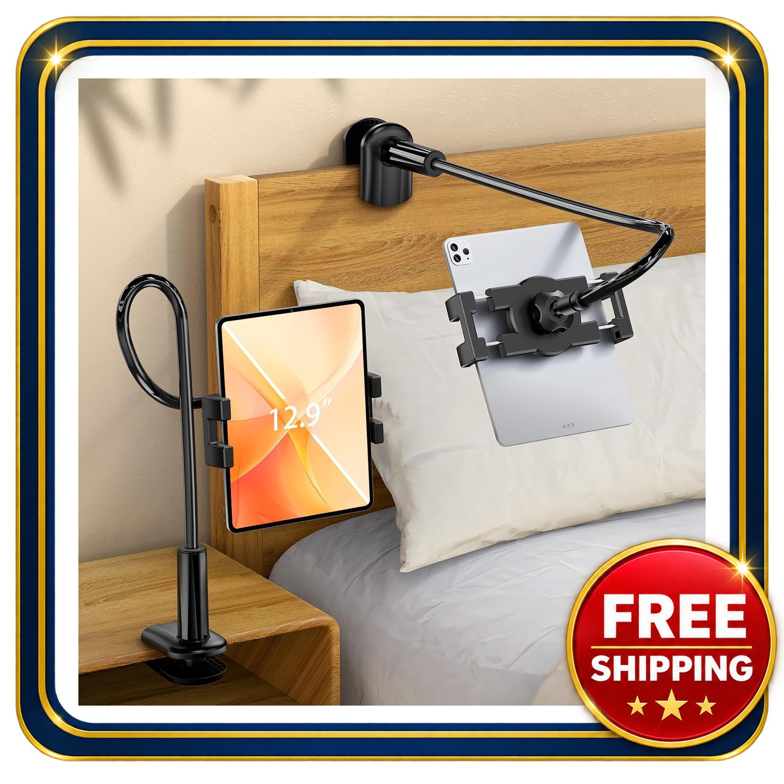 Gooseneck Tablet Holder 33 Inch Flexible Arm for iPad and Phone