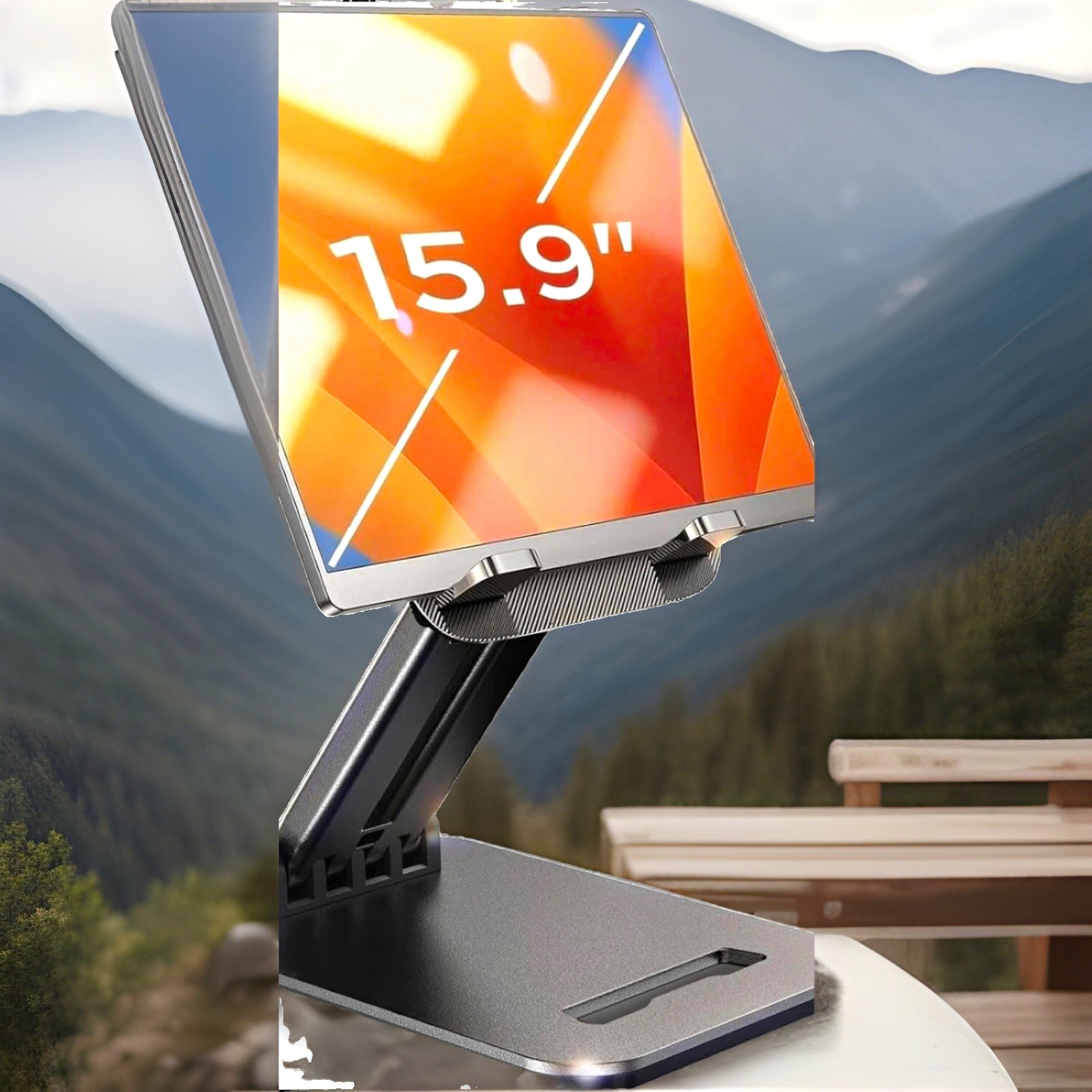 LISEN Adjustable Foldable Metal Desktop Tablet Stand Holder, Black, Model 2E56