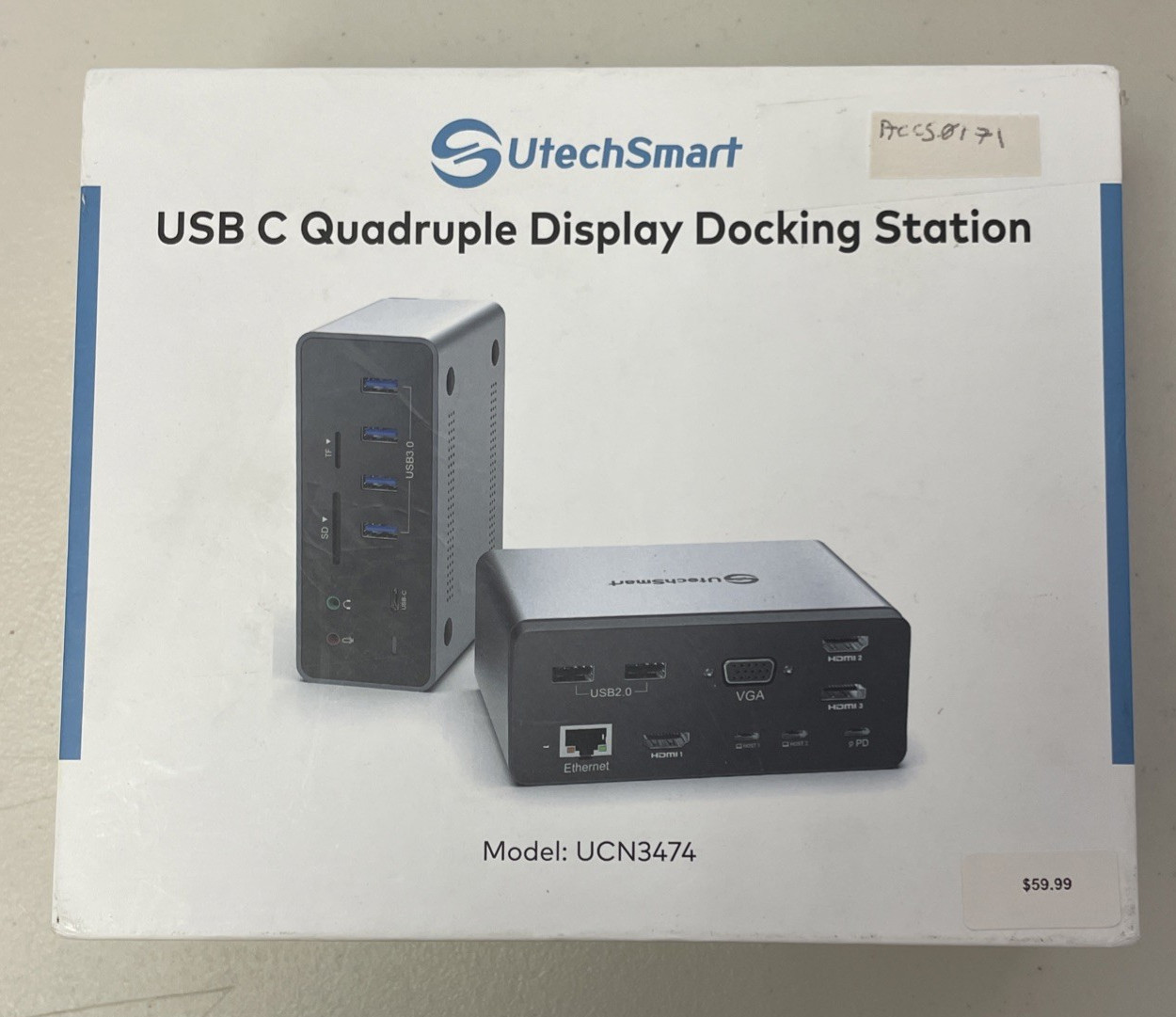 UtechSmart 19-in-1 Quad-Display Docking Station UCN3474 USB-C Triple Monitor Hub