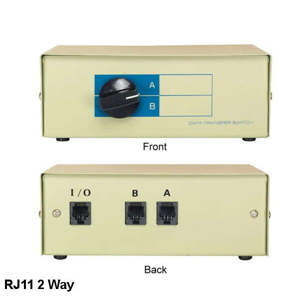 Kentek RJ11 2 Way Data Transfer Switch Box Phone Jack Port AB Rotary Dail