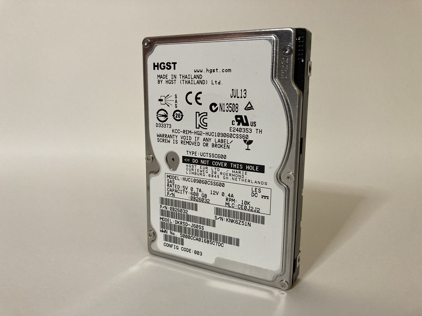 HGST HUC109060CSS600 600GB 10K RPM 6Gb/s 2.5” 64MB CACHE SAS HDD