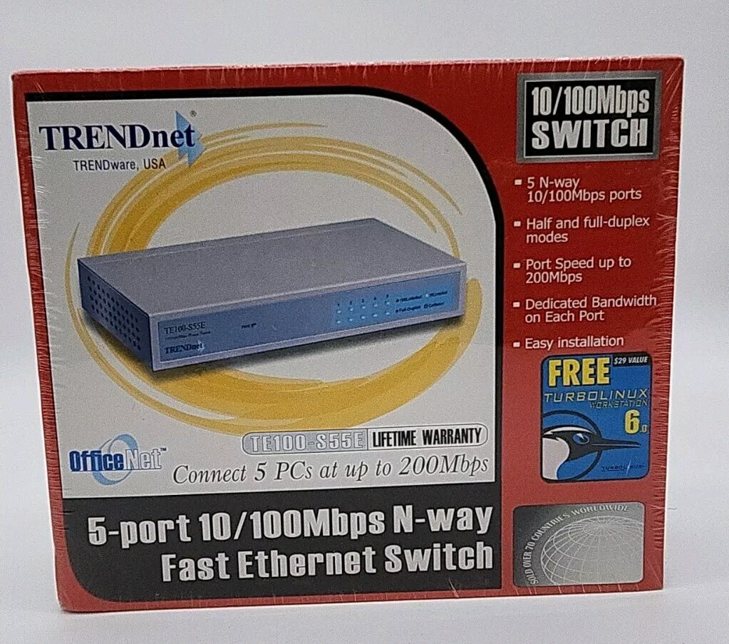 TRENDnet TE100-S55E Plus  5-Port External Switch Ethernet New Sealed