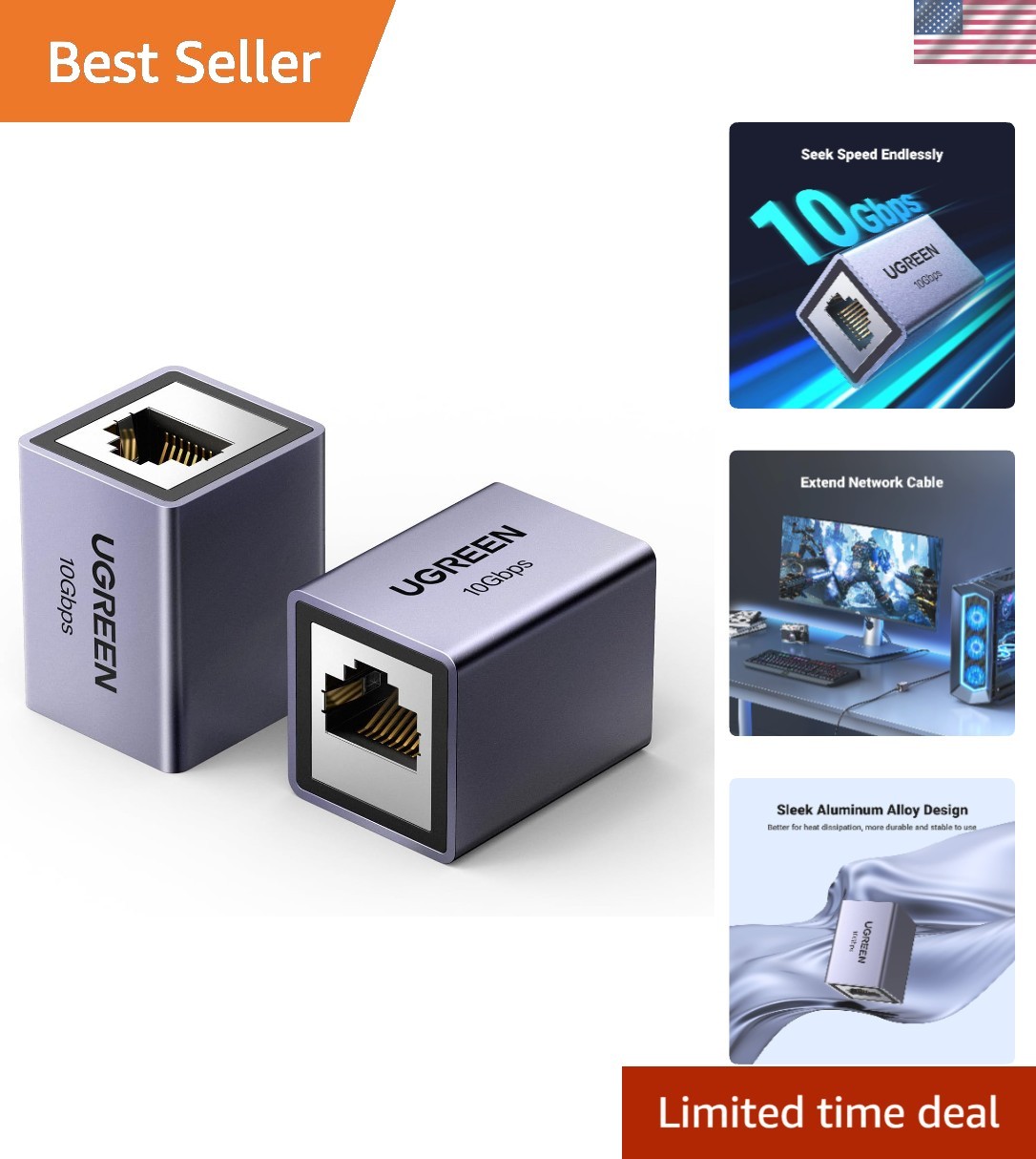 Connectivity Solution: 10Gbps Aluminum Ethernet Coupler - 2Pack, Secure Signal