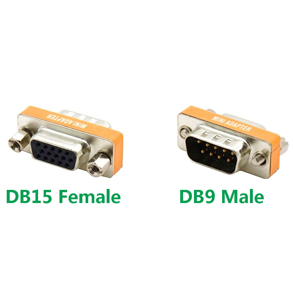 1pc DB9 Male To DB15 HD15 Female Mini Gender Changer Convertor Adapter Connector