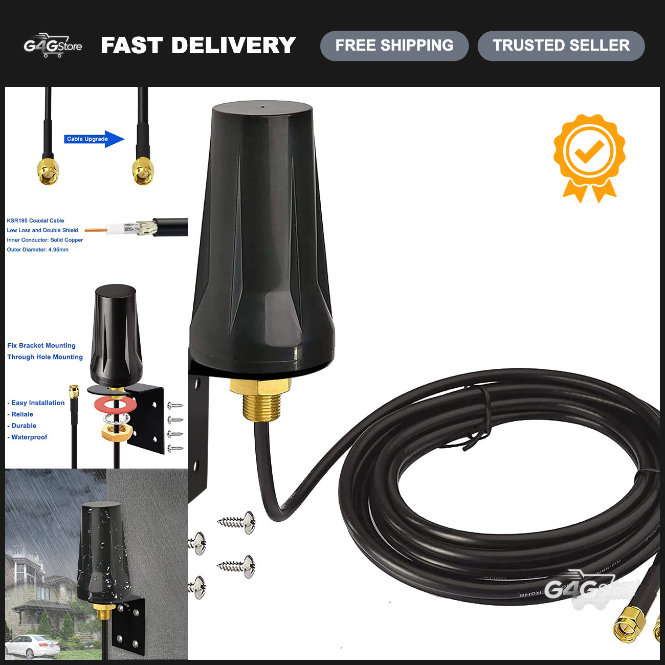 4G LTE 5dBi SMA Antenna for Trail Camera & Router - High Gain Signal Booster