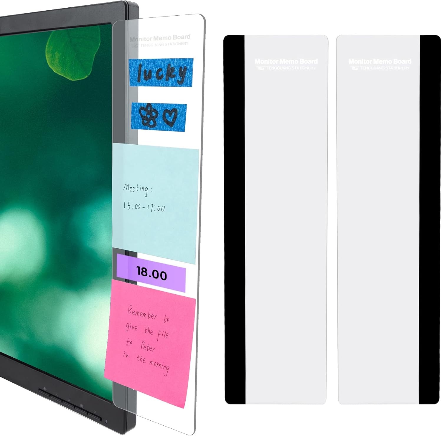 Acrylic Sticky Note Board Monitor Side Panels 2Pc