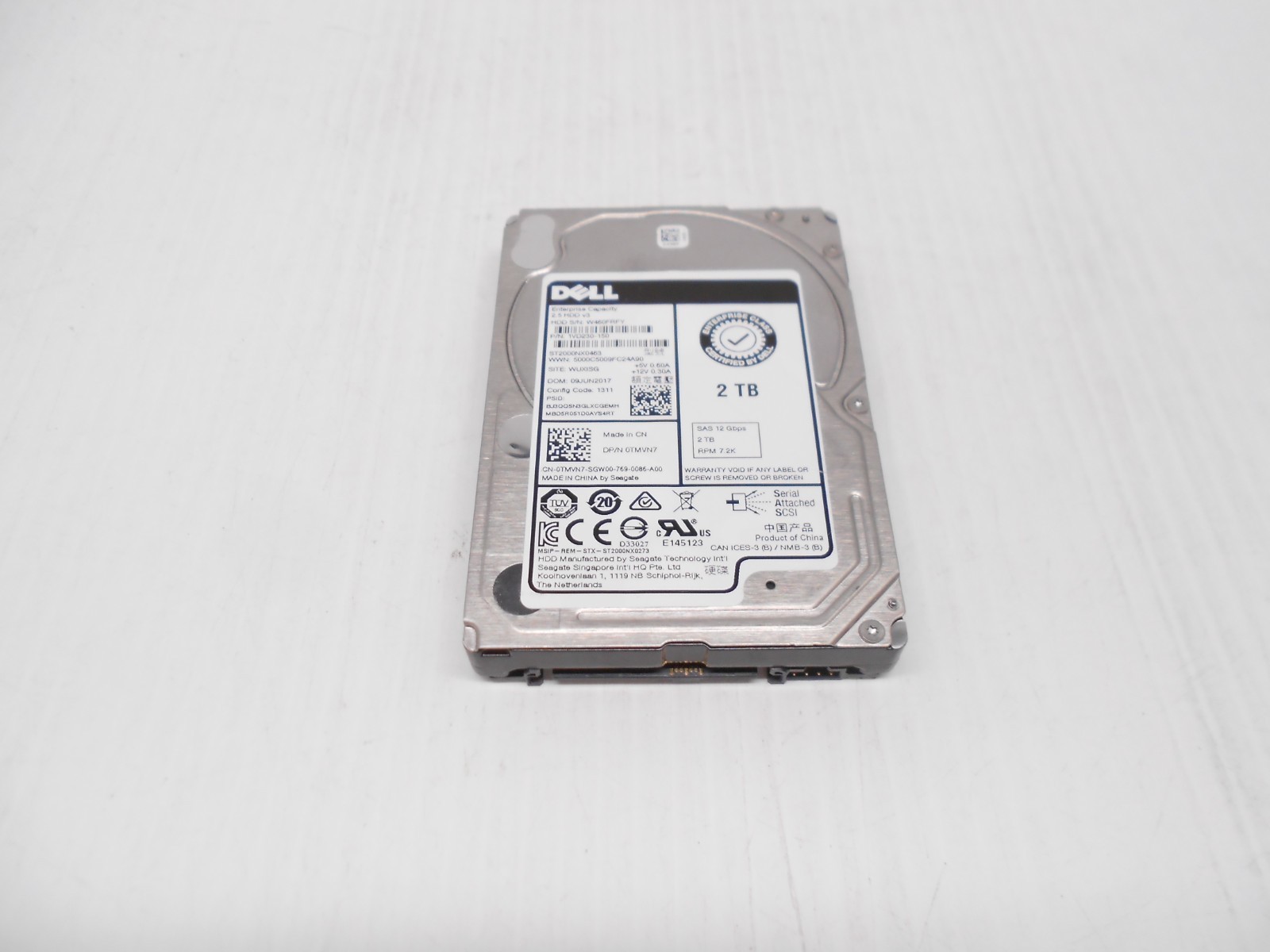Dell TMVN7 Seagate 2TB SAS 2.5" 12G Server Storage Hard Drive ST2000NX0463 HP