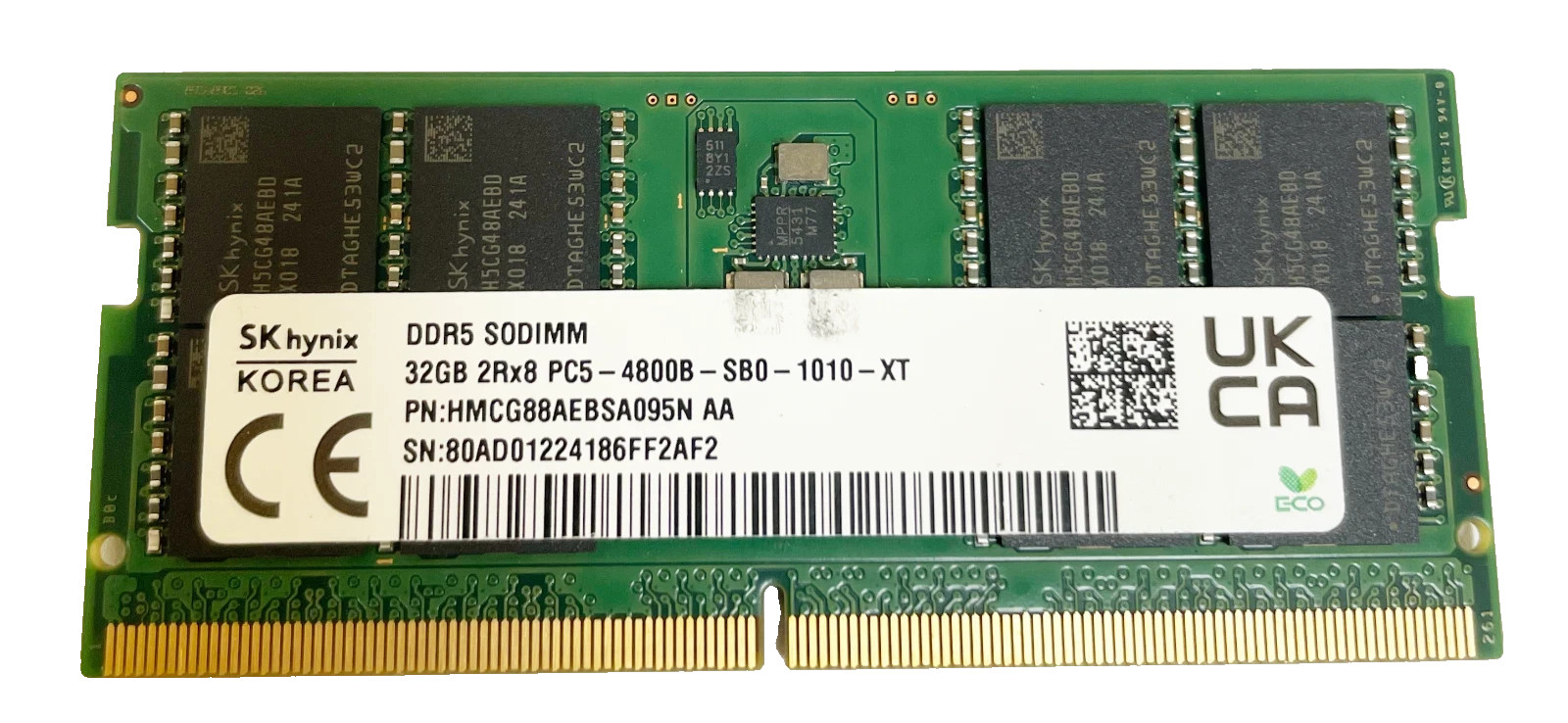 SK HYNIX 32GB 2Rx8 PC5 4800B DDR5 SODIMM Module Laptop RAM HMCG88AEBSA095N