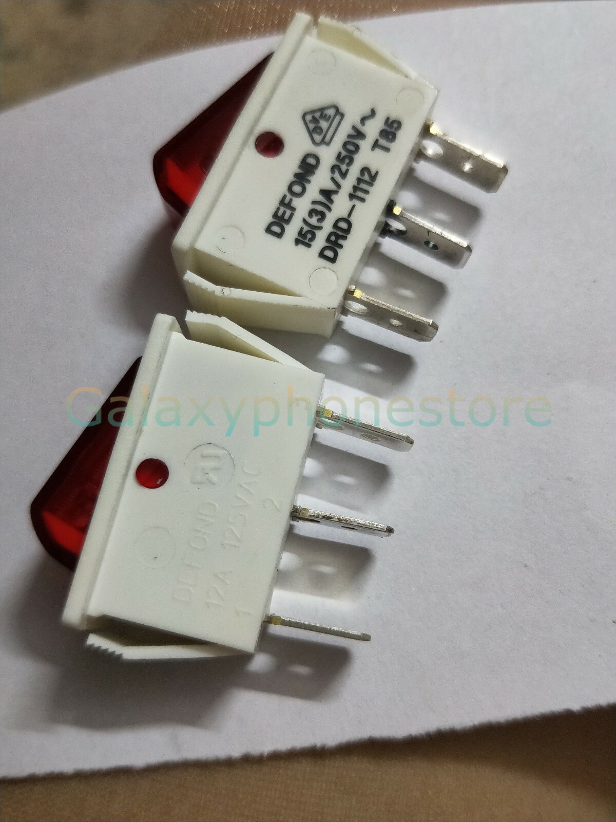 5PCS DEFOND DRD-1112 15A 250V 3Pin 2Position Rocker Switch with redlamp