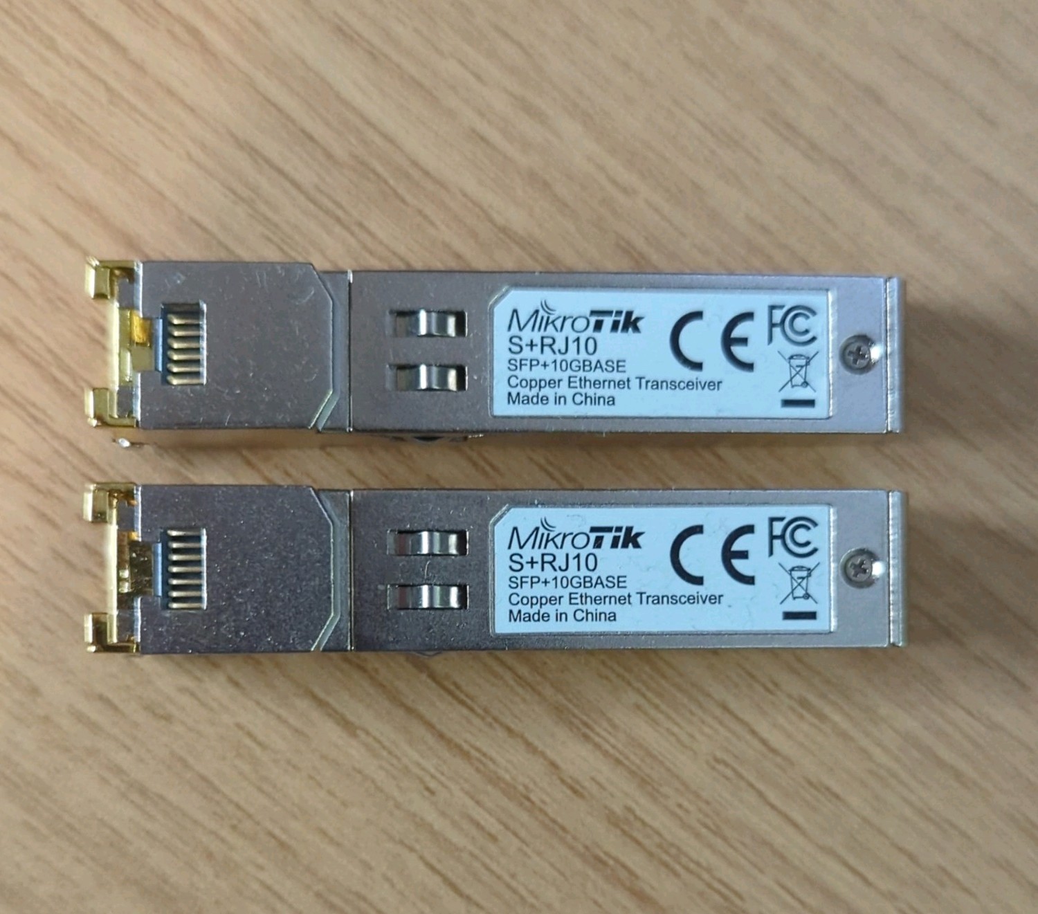 Lot of (2) Mikrotik S+RJ10 R2 RJ45 SFP+ 10/100/1000M/2.5G/5G/10G Copper Module