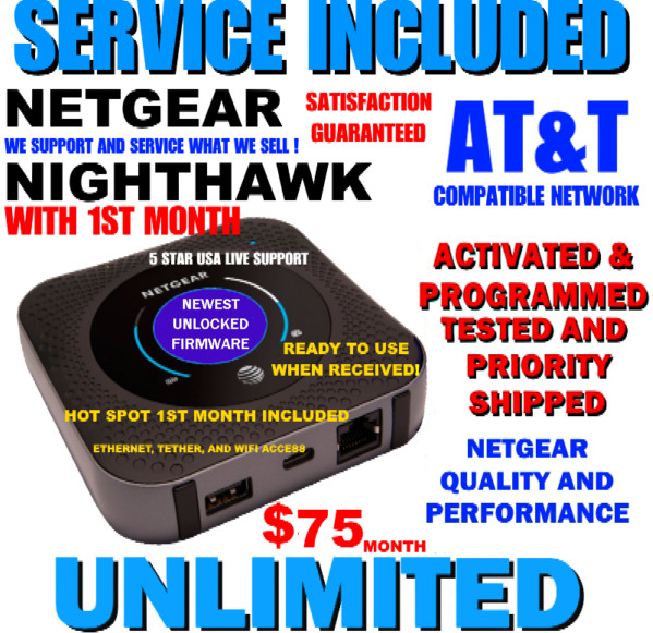 NETGEAR MR1100 HOTSPOT    INCLUDES FREE 1ST MONTH UNLIMITED ATT DATA  ✅