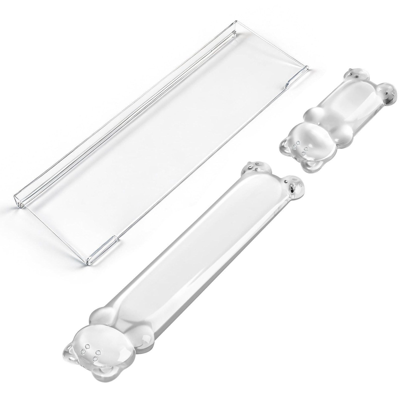 16.9 Inch Computer Keyboard Stand Gel Wrist Rest Set Ergonomic White Bear