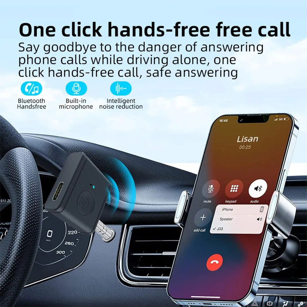 Premium 2-in-1 Bluetooth 5.3 Audio Receiver AUX Adapter fits Car Hands-Free Call