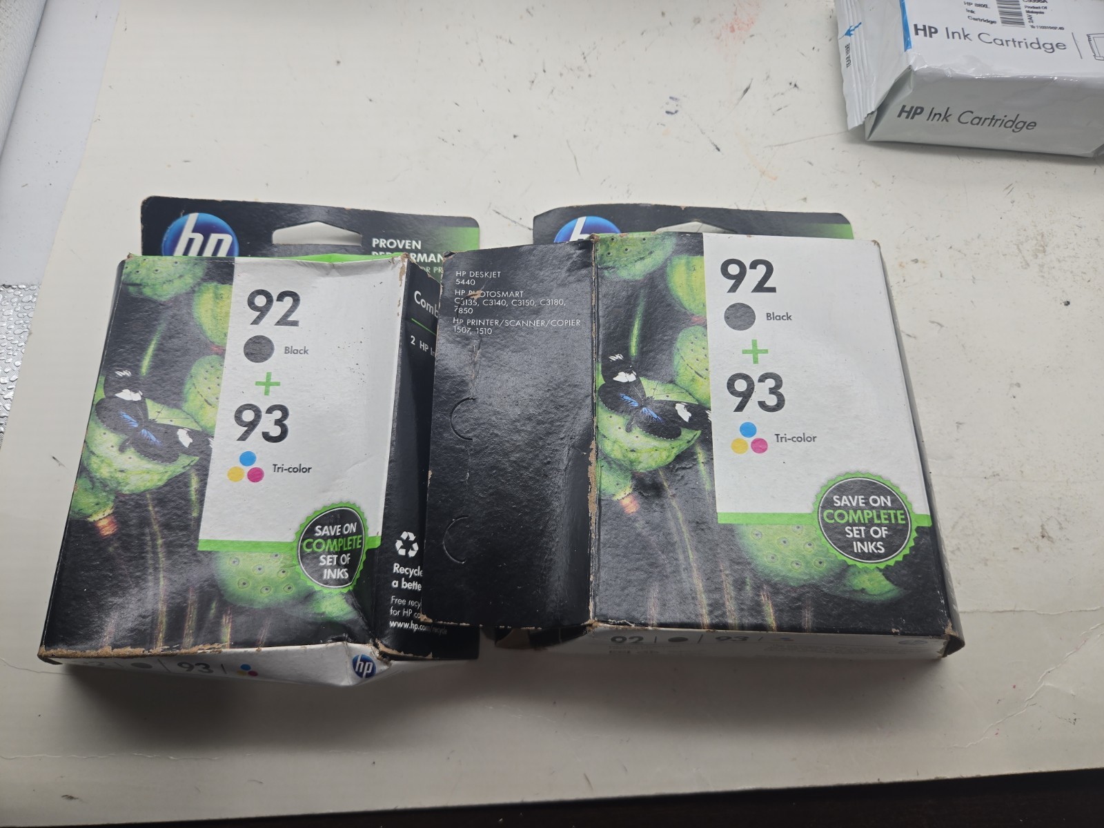 Set Of 2 HP 92 Black/ 93 Tri-color Ink Cartridges Combo Pack New 1/14/12 (108)