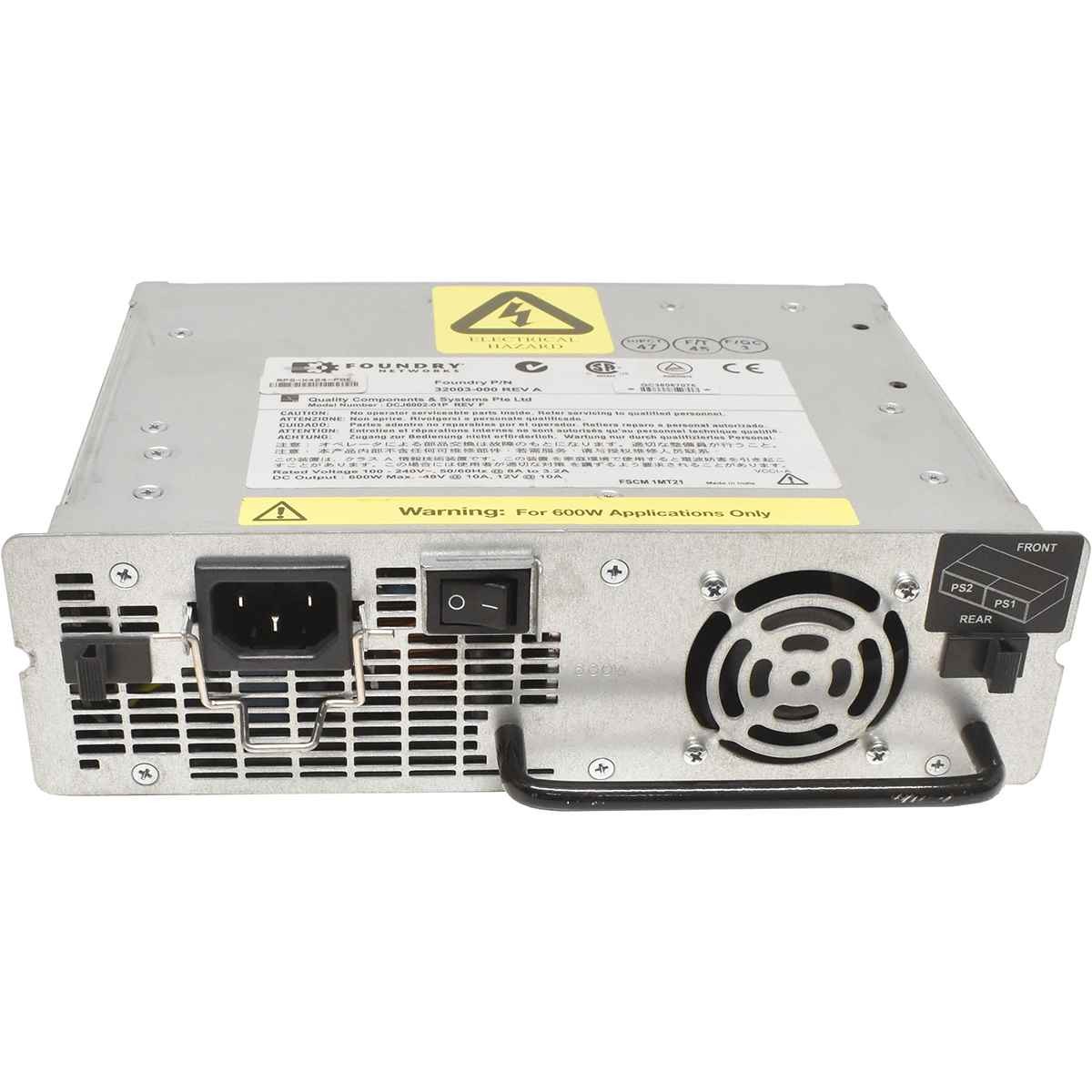Foundry Networks Power Supply / PSU 600W for RPS8 DCJ6002-01P 32003-000