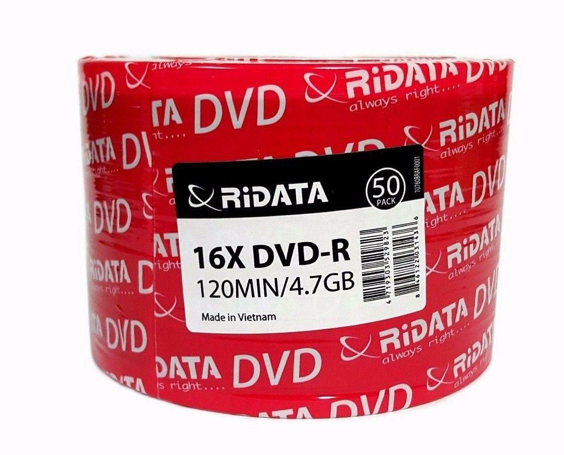 200 RIDATA 16X Blank DVD-R DVDR Branded Logo 4.7GB Recordable Media Disc 4x50PK